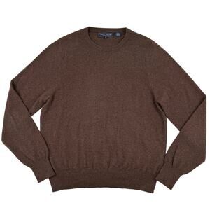 Navy Cutter 100% Cashmere Brown Crewneck Sweater Cozy Basic Medium